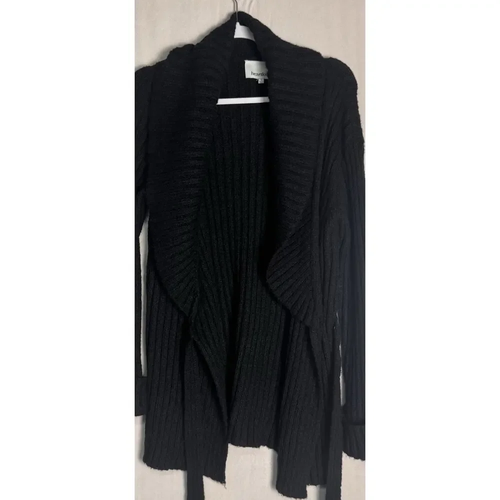 Heartloom Womens Black Mohair Blend Shawl Collar Wrap Cardigan Cozy Sweater Sz S